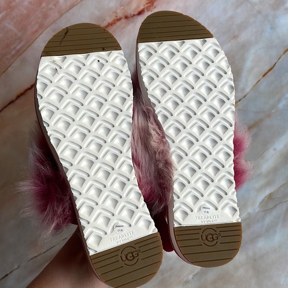 UGG | Holly Fusion Leather Sheepskin Sandal in Cerise - Picture 9 of 14